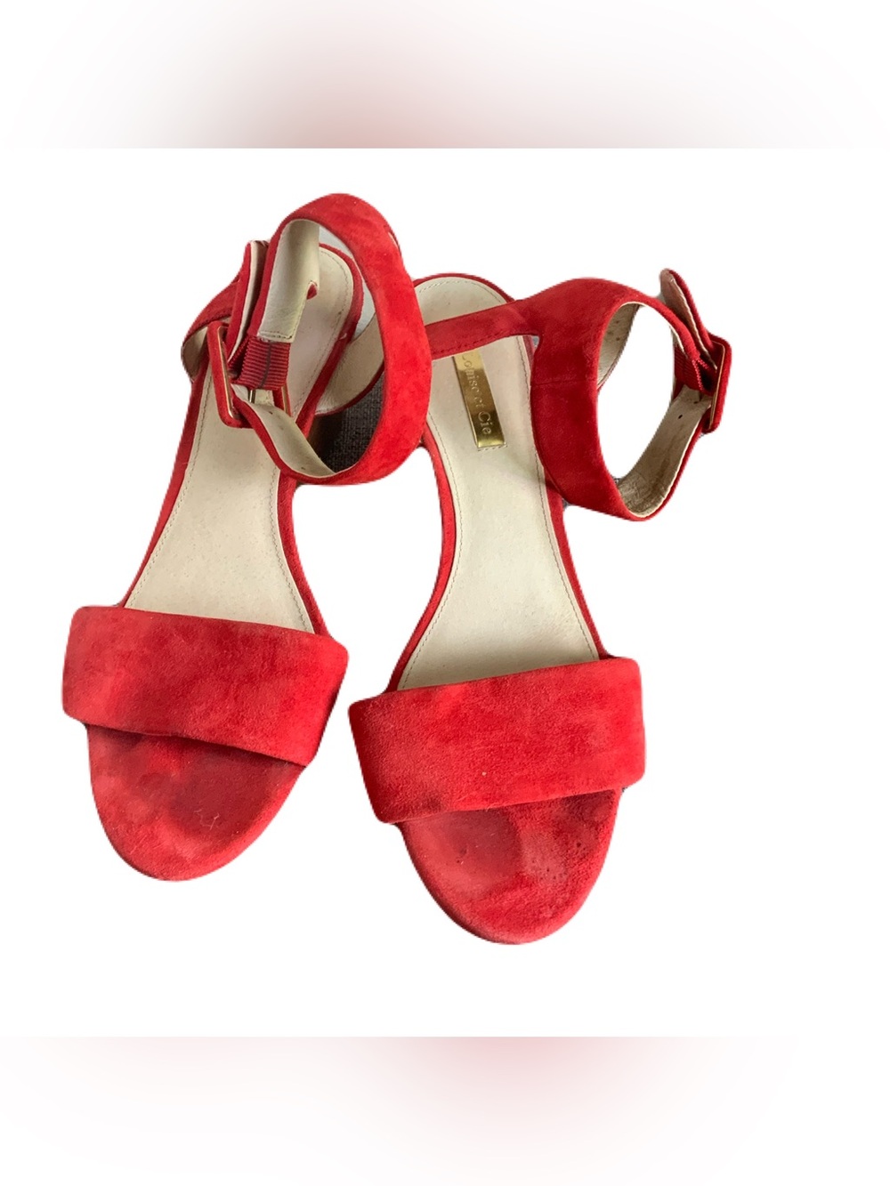 Louise et Cie Red Suede Ankle-Strap Heels